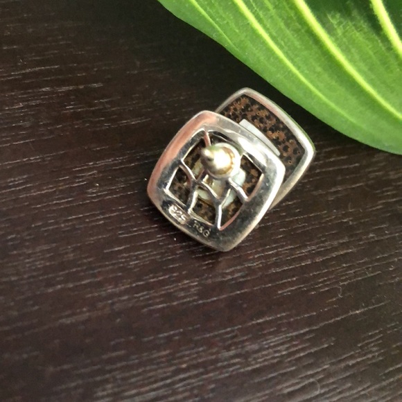 925 Silver, Stone, Mother-of-Pearl, and Crystal Stud Earrings - Picture 3 of 3